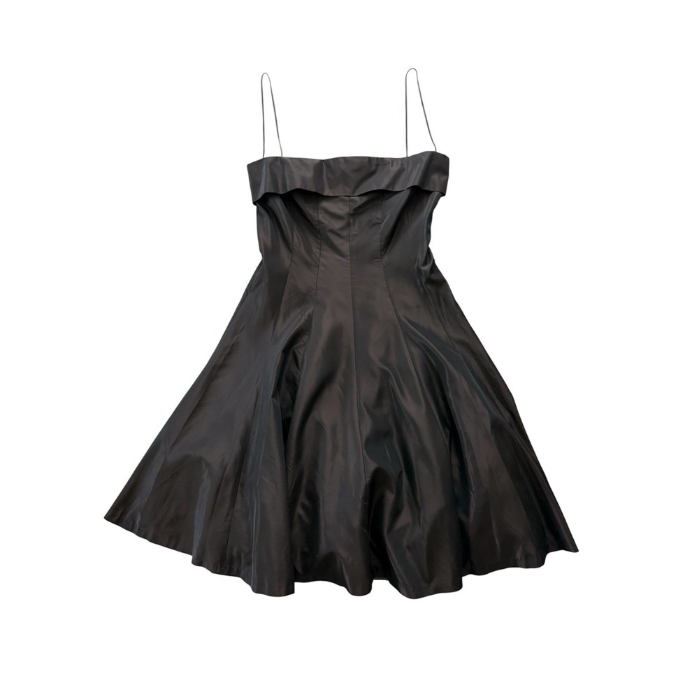 Zara Chocolate Brown Satin Dress Womens Large Velvet Straps Party Formal Wedding